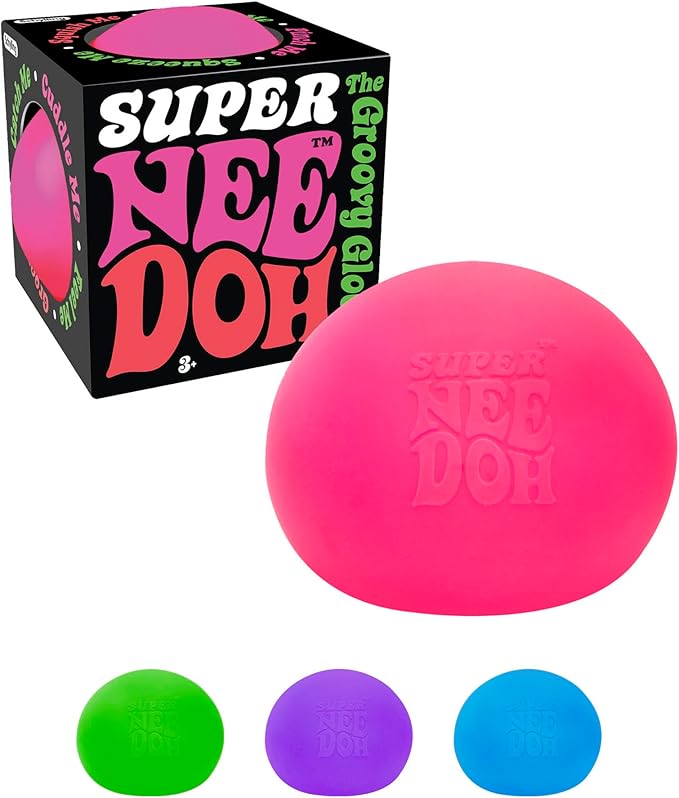 Schylling Brand Original Super Nee Doh Stress Ball Fidget Toy - Huge 4.5" in Diameter - Jumbo Squishy Squeezy Fun - Colors Assorted - Ages 3+