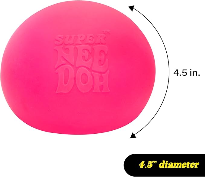 Schylling Brand Original Super Nee Doh Stress Ball Fidget Toy - Huge 4.5" in Diameter - Jumbo Squishy Squeezy Fun - Colors Assorted - Ages 3+